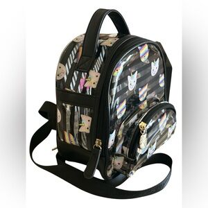 BETSEY JOHNSON Kids Unicorn Cat Clear Mini Backpack 9”x7” BJ Embossed Strap. EUC